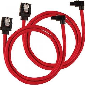 Corsair Premium Sleeved SATA 6Gbps 60cm 90° Rojo Cable SATA