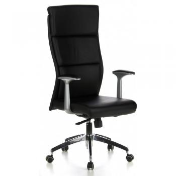 hjh OFFICE 600400 silla ejecutiva MONZA 20 cuero negro Sillón oficina con brazos respaldo alto silla giratoria