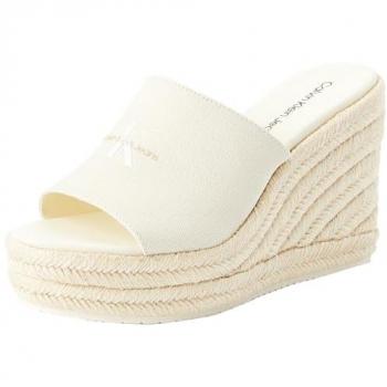 Sandalias de Cuña de Lona para Mujer Calvin Klein - 60% Algodón Reciclado, Diseño Moderno, Color Écru