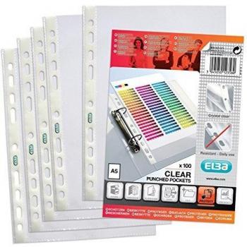 Fundas de documentos A5 Oxford 60 micrones transparentes (Pack de 100)