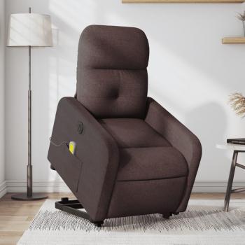 Sillón de masaje eléctrico reclinable elevable de tela en gris claro, gris oscuro, negro y marrón oscuro - vidaXL