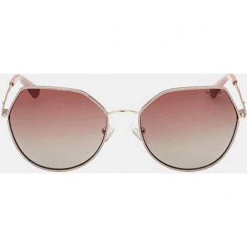 Guess Women's Geometric Gold Metal Sunglasses with Mirrored Lenses - Model GU7867 32T 140 mm