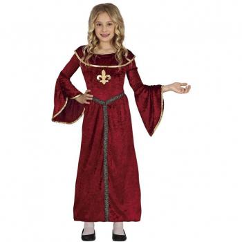 Disfraz de Princesa Medieval con mangas y detalles dorados para niña