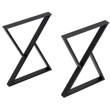 Set de 2 Patas de Mesa Triangulares de Acero Negro 72x55cm para Muebles DIY