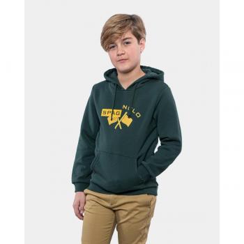 Spagnolo - Sudadera felpa capucha verde oscuro para niño
