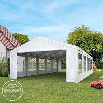 Carpa para fiestas Toolport 3x4 m blanca, lona PE 350, impermeable, con protección UV