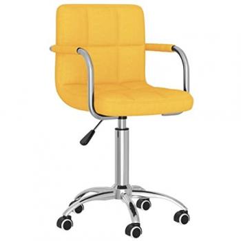 Silla de oficina giratoria de tela amarilla mostaza