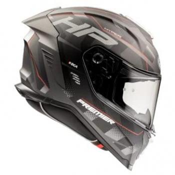 Premier Casco Integral Hyper HP92 BM - Negro, Gris y Rojo, Talla XS, Unisexo