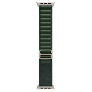 Correa Loop Alpine de 49 mm para Apple Watch en color verde oscuro, talla S, fabricada en poliéster y spandex con detalles en titanio natural
