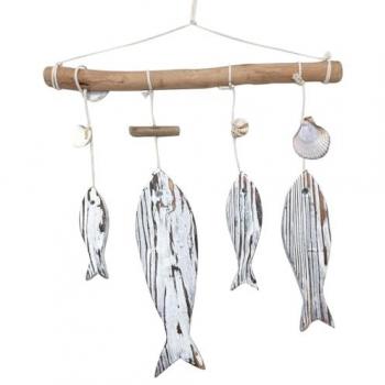 Colgante marinero Signes Grimalt, figura marina gris de madera, dimensiones 40x7x38cm, adorno náutico para aplicar en pared