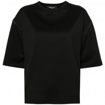 Fabiana Filippi Women's Oversized Cotton T-Shirt in Black | Size 46 | JED264F096D616825