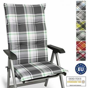 Cojín de Silla de Jardín Beautissu Sunny - Alta Respaldo 120x50x6cm - Verde Menta