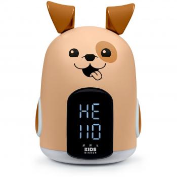 Reloj Despertador Bigben RKIDSDOG con luz nocturna y tres sonidos de perro marrón