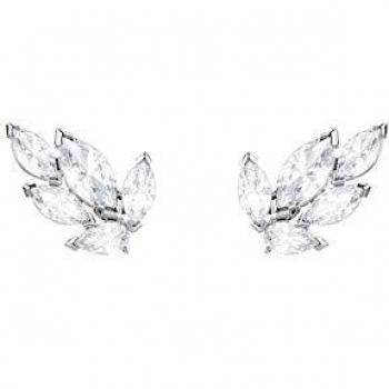 Swarovski Pendientes de botón Louison, blanco, Baño de Rodio