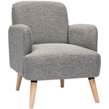 Sillón nórdico de tela gris claro y madera clara ISKO