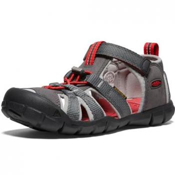 Keen Sandalias Juveniles Seacamp II CNX, color gris oscuro y rojo, talla 39 EU, unisex para niños