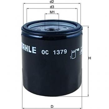 Filtro de aceite MAHLE ORIGINAL OC 1379, tipo: Filtro de aceite, características: compatible con diversos modelos de vehículos, alta eficiencia en la filtración de impurezas, diseño optimizado para un mejor flujo de aceite, fabric