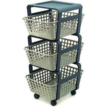 Carrello de cocina modular con 3 compartimentos color tortora - 41,5 x 29 x H.75 cm Ecoplast