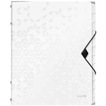 Carpeta archivadora Leitz WOW A4 con 12 compartimentos de polipropileno blanca metalizada