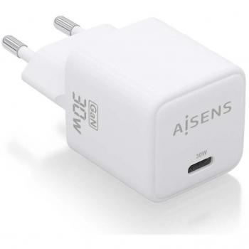Cargador Gan de Pared Aisens ASCH-30W1P035-W, 1xUSB Tipo-C, 30W, Eficiencia Energética y Seguridad, Tecnología AI, Múltiples Protocolos de Carga