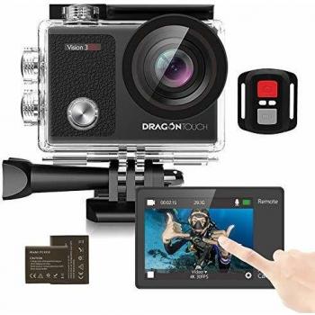 Dragon touch camara deportiva 4k 16mp wifi pantalla tactil camara de accion con control remoto 170gran angular camara sumergible acuatica 30m 2 baterias y kit de accesoriosvision 3 pro