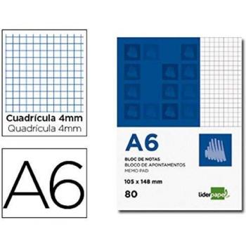 Liderpapel Bloc Notas Cuadro 4Mm A6 80 Hojas 60G/M2 Perforado