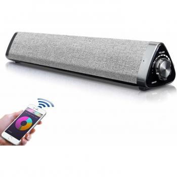 Barra de Sonido, Fityou Barra de Sonido Bluetooth para TV Altavoz PC Portátil Altavoz USB Recargable Sistema de Cine en Casa con Altavoz Inalámbrico y con Cable Soporte RCA/AUX/Control Remoto