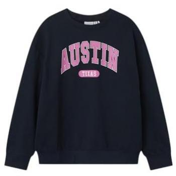 Sudadera Name It Viloui Ls Rlx Sweat Bru, Sudadera Niñas, Color Dark Sapphire con estampado Austin