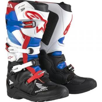 Botas de Motocross Alpinestars Honda Tech 7 Enduro Drystar Impermeables Negro-Blanco-Rojo-Azul