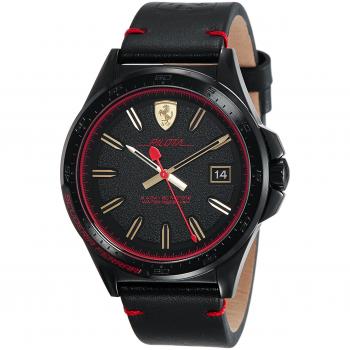 Scuderia ferrari mens analogue classic quartz watch with leather strap 0830460