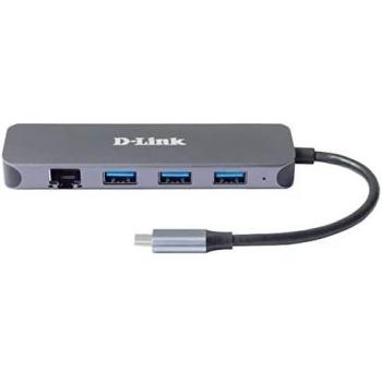D-Link DUB-2334 Base para Portátil y Replicador de Puertos Alámbrico USB Tipo C con 3 Puertos USB 3.0, Puerto de Red LAN Gigabit, Suministro Elé