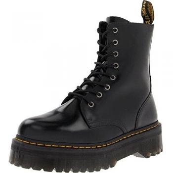 Dr. Martens Jadon Black Leather Ankle Boots with Maxi Grip Sole, Lace-up Boots, Female, Black, Size: 10 US; Dr. Martens Jadon Smooth Platform Boots, Black Female, Sizes: 4 UK,