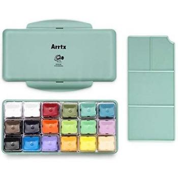 Arrtx Gouache Pintura Set, 18 colores x 30ml Diseño único de taza de gelatina con estuche portátil paleta, perfecto para pintura acrílica, graffiti y más, ideal para estudiantes, artistas