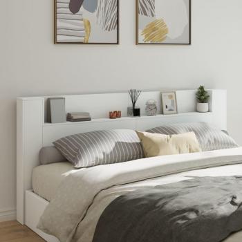 Cabecero de cama con contenedor LED blanco 220x16,5x103,5 cm