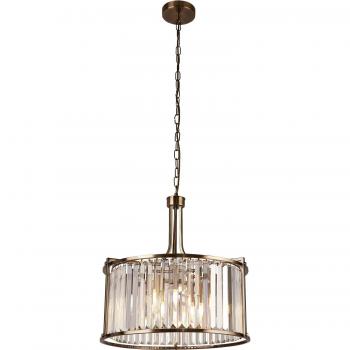Lámpara colgante de 5 luces Victoria en latón antiguo y cristal transparente, tipo araña contemporánea, con estructura de acero ajustable para bombillas E27