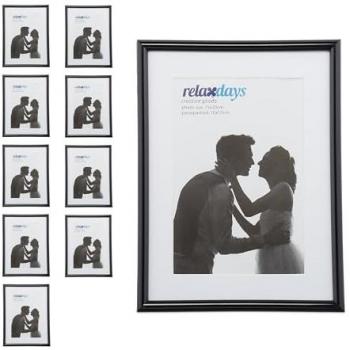 Set 10 Marcos de Fotos Negro 15x20 cm con Paspartú para Formato Vertical y Horizontal