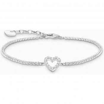 Thomas Sabo Silver Heart CZ Tennis Bracelet 925 Sterling Silver