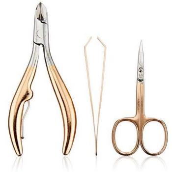 Set de Manicura 3 Claveles con Tijeras, Alicate y Pinzas en Oro Rosa