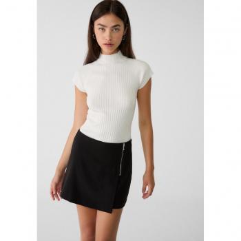 Stradivarius Black Wrap Skort with Zipper XL