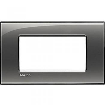 Placa Cuadrada 4 Módulos Color Gris Humo de Londres BTicino LivingLight LNA4804KF