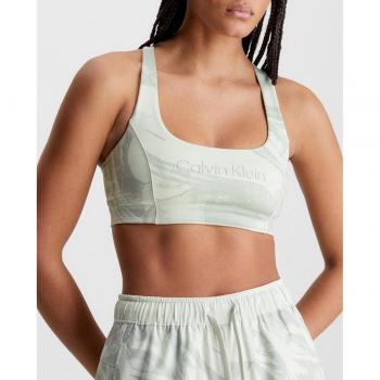 Calvin Klein Sujetador deportivo de medio impacto Rockform Print blanco roto gris - M