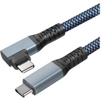 Cable USB-C 3 en 1 Carga 200W Resolución 4K Transferencia 20Gbps Acodado 1m Gris