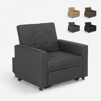 Sillón cama individual con reposabrazos de diseño moderno Brooke - Gris