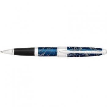 Cross Apogee - Bolígrafo Tinta Gel, Laca Azul/Rodio Plateado
