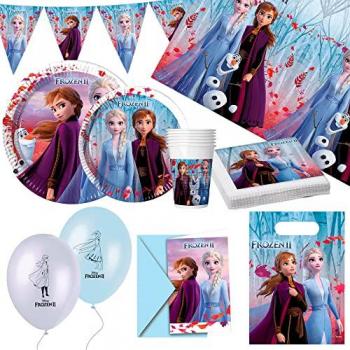 Set de Artículos de Fiesta Frozen - 66 Piezas, incluye decoraciones y accesorios temáticos de Frozen, ideal para fiestas infantiles