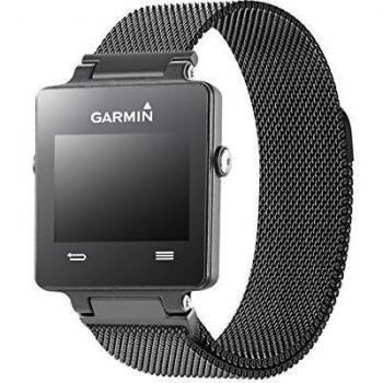 Garmin vívoactive Reemplazo Banda, oitom Milanese Loop pulsera de acero inoxidable correa para Garmin vivoactive Smart Fitness reloj, negro, color blanco, tamaño grande, con único imán cerradura, color negro
