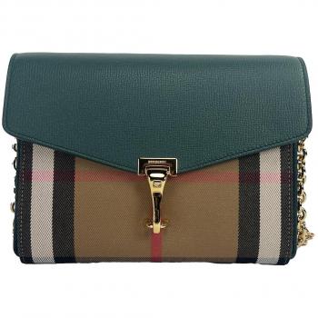 Burberry Macken Small Vintage Green House Check Leather Crossbody Bag, Multicolor female, Size: ONE SIZE