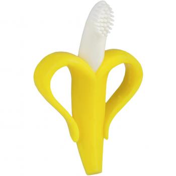 Mordedor para bebés, diseño de plátano, con cepillo de dientes, disponible en varios colores, con bolsa de regalo amarillo amarillo