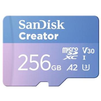 Tarjeta MicroSDXC SanDisk Creator 256GB UHS-I Clase 10, A2, V30, Velocidades hasta 190 MB/s con Adaptador