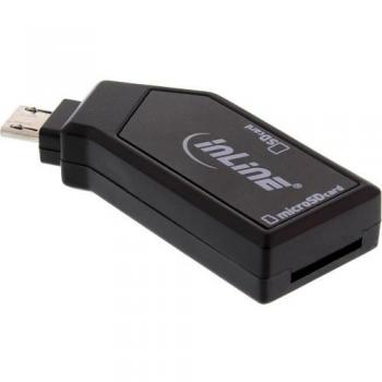 InLine 66778 OTG Mobile Card Reader, USB 2.0 para SD/MicroSD, Android Smartphone/Tablet, Color Negro